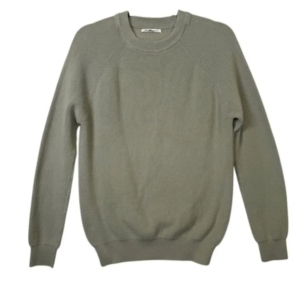 ZARA Men's Rib Knit Raglan Sweater Sage Green Crew‎ Neck Size Medium